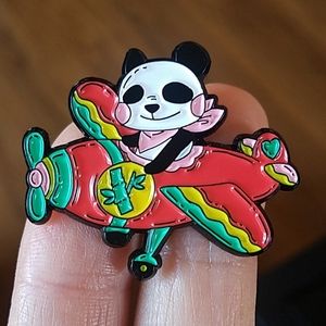 *2 for $13* Happy Pilot Panda Airplane Pin
